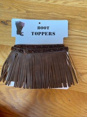 Boot Toppers - Brown Fringe Boot Cuff